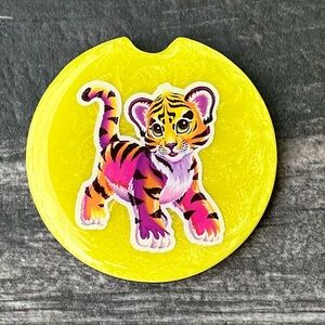 Lisa Frank Inspired Car or Home Coaster Forrest Tiger Handmade